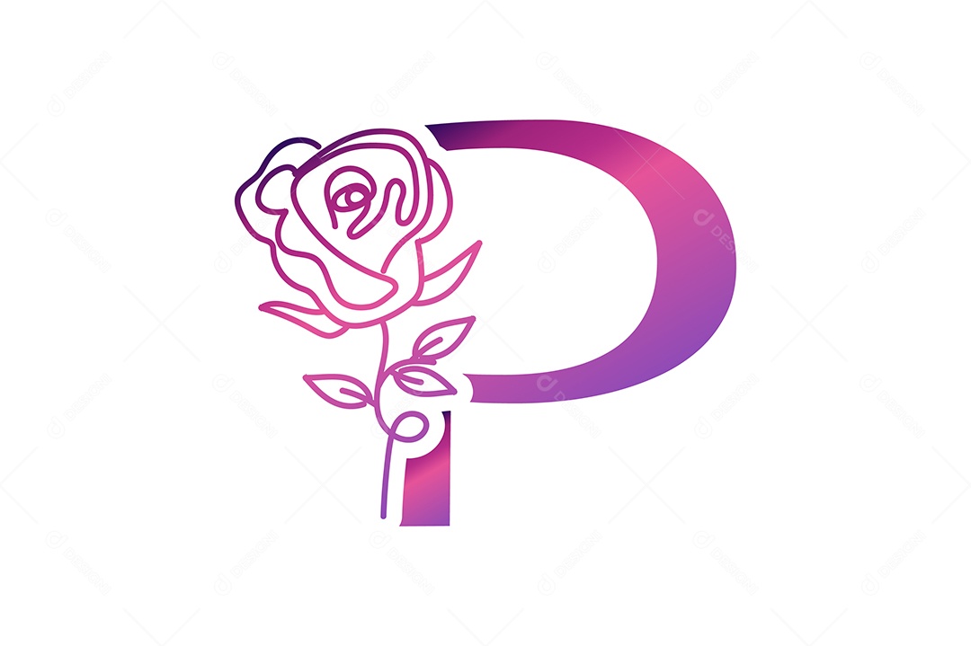 Letra Gradiente P na Cor Roxa Ilustração Vetor EPS + AI Editável