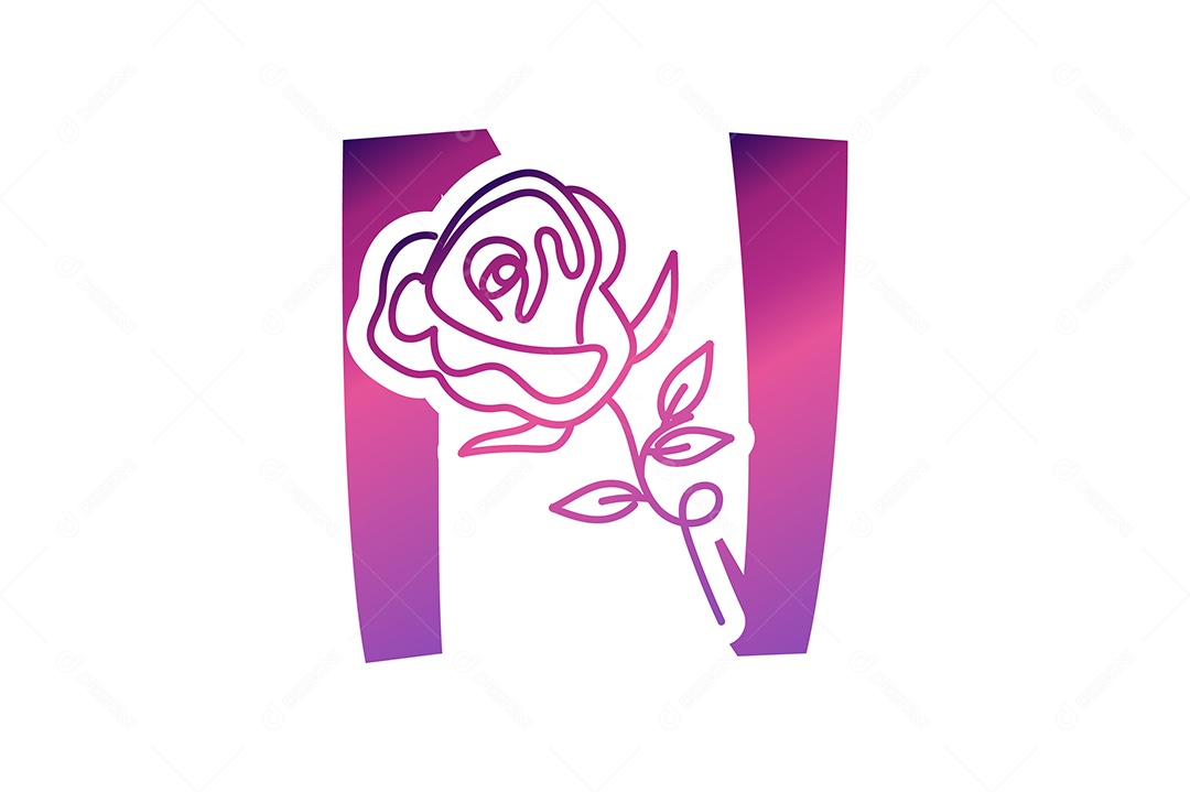 Letra Gradiente N na Cor Roxa Ilustração Vetor EPS + AI Editável