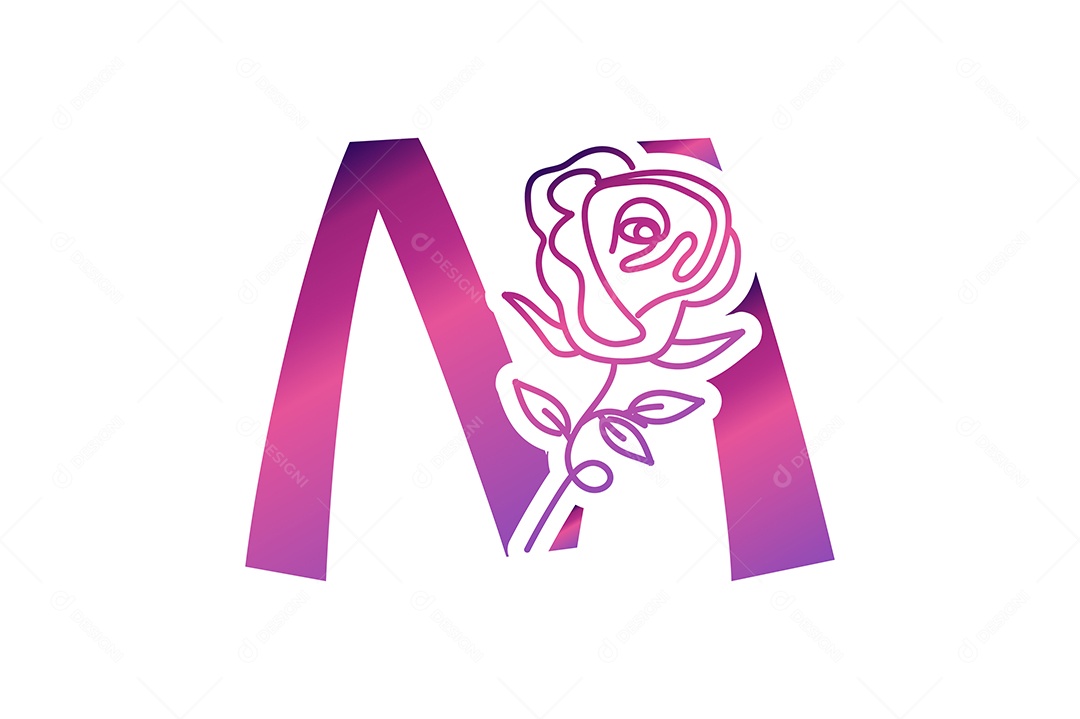 Letra Gradiente M na Cor Roxa Ilustração Vetor EPS + AI Editável