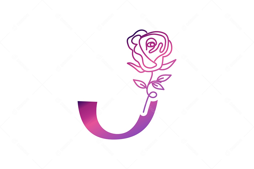 Letra Gradiente J na Cor Roxa Ilustração Vetor EPS + AI Editável