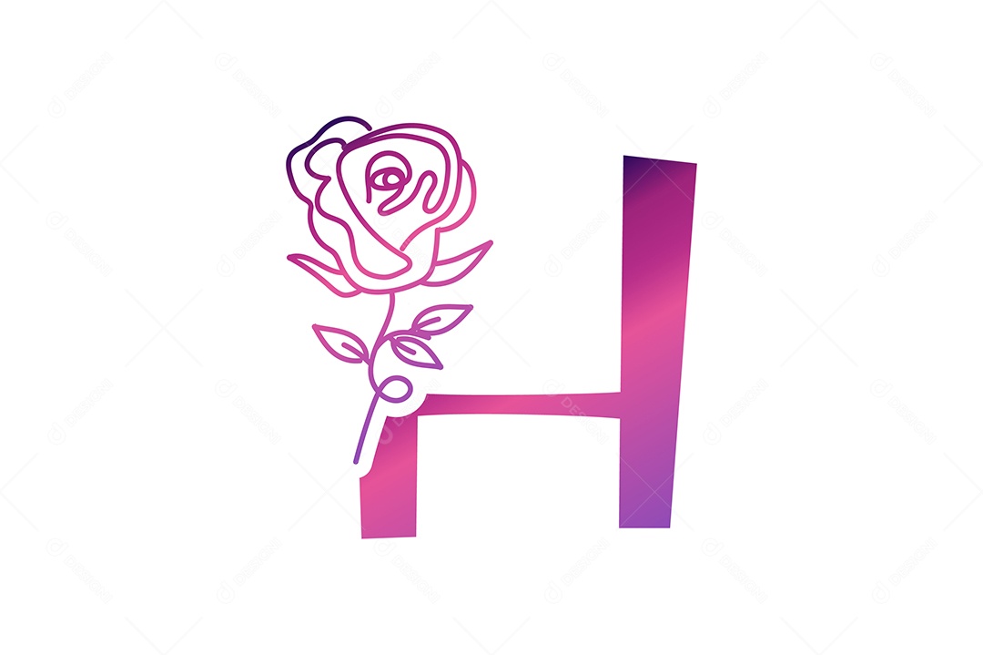 Letra Gradiente H na Cor Roxa Ilustração Vetor EPS + AI Editável