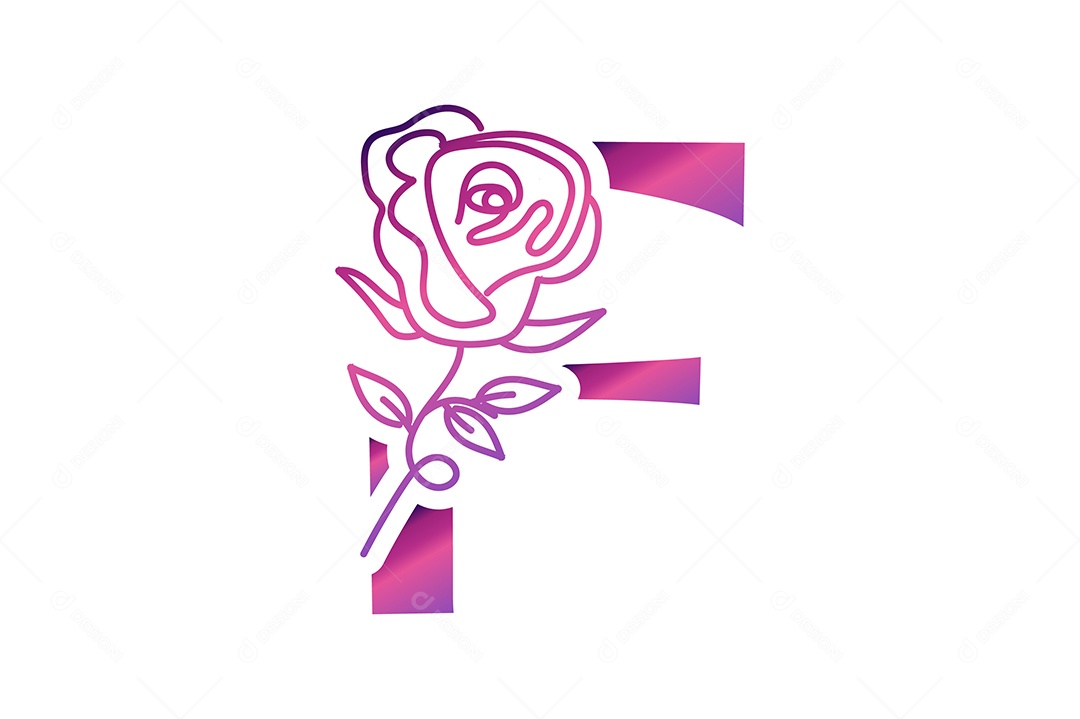 Letra Gradiente F na Cor Roxa Ilustração Vetor EPS + AI Editável