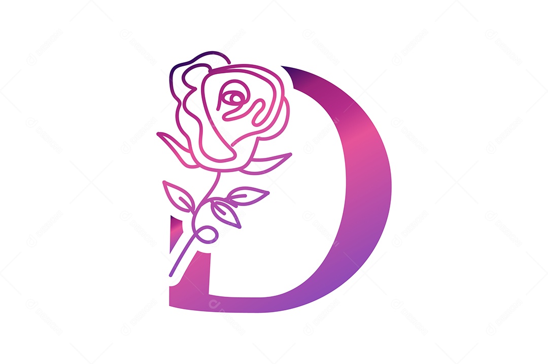 Letra Gradiente D na Cor Roxa Ilustração Vetor EPS + AI Editável