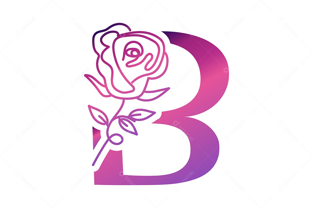 Letra Gradiente B na Cor Roxa Ilustração Vetor EPS + AI Editável