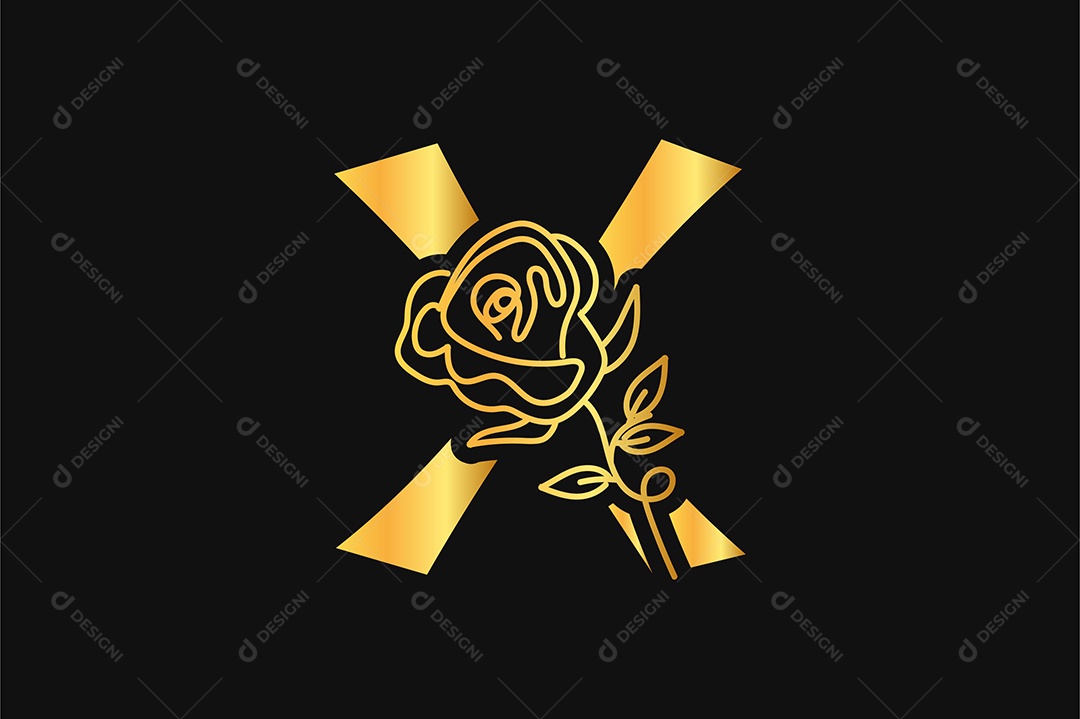 Alfabeto Dourado Letra X Ilustração Vetor EPS + AI Editável