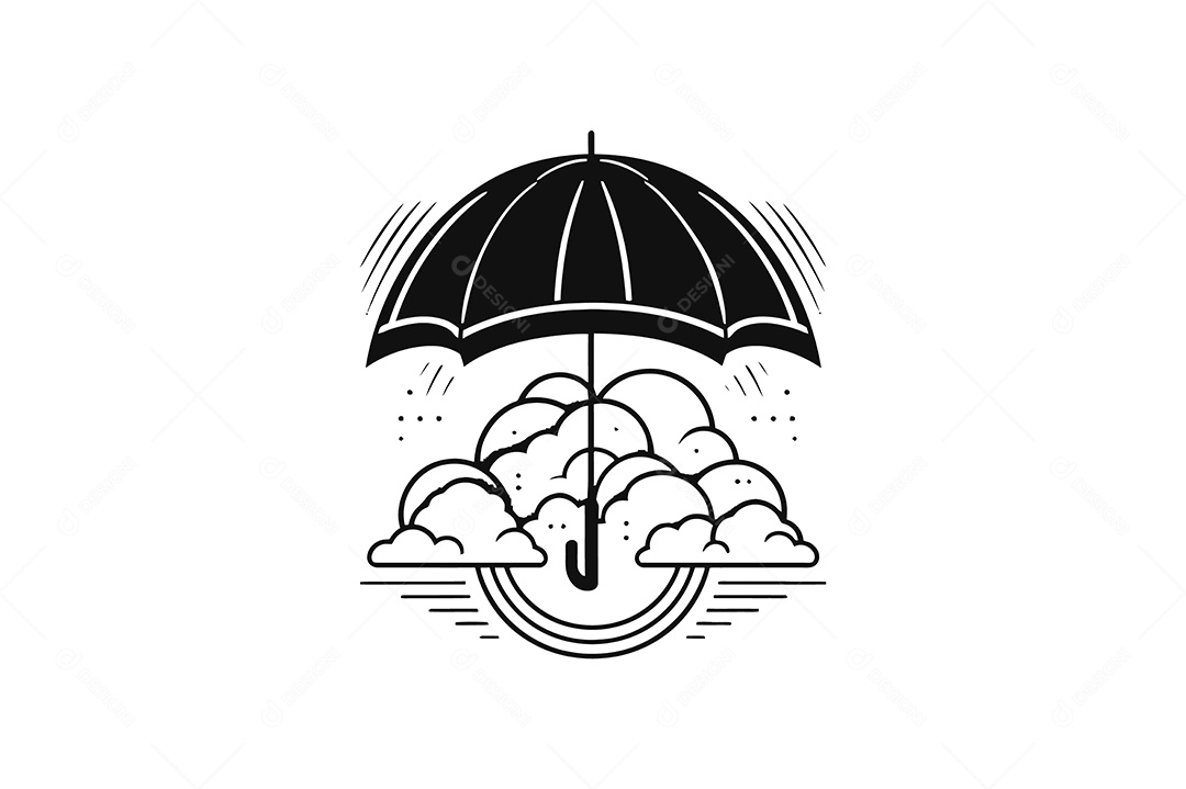 Modelo de Logo de Guarda Chuva Desenho Vetor EPS + AI Editável