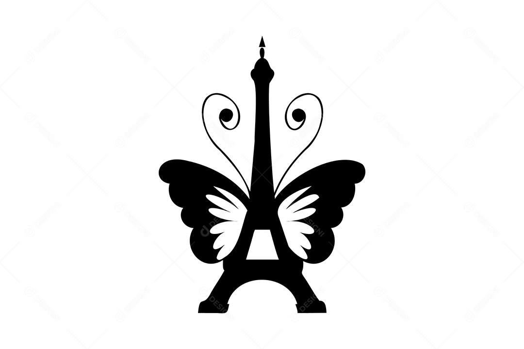 Modelo de Logo Torre Eiffel Desenho Vetor EPS + AI Editável