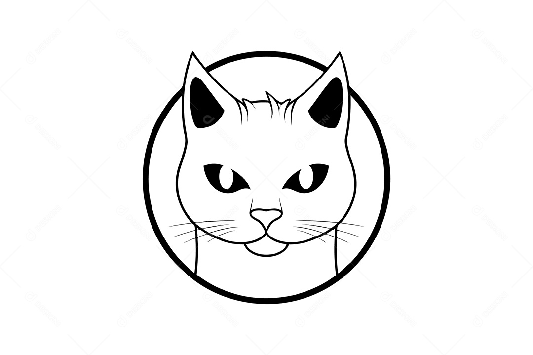 Modelo de Logo Gato Desenho Vetor EPS + AI Editável