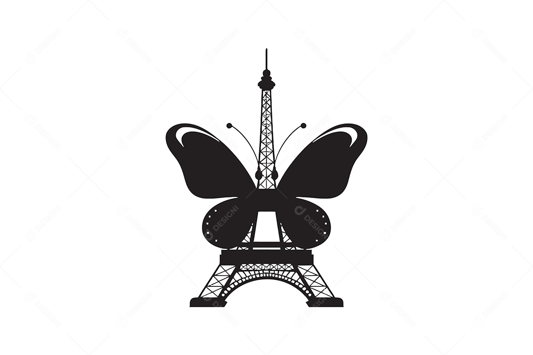 Modelo de Logo Torre Eiffel Desenho Vetor EPS + AI Editável