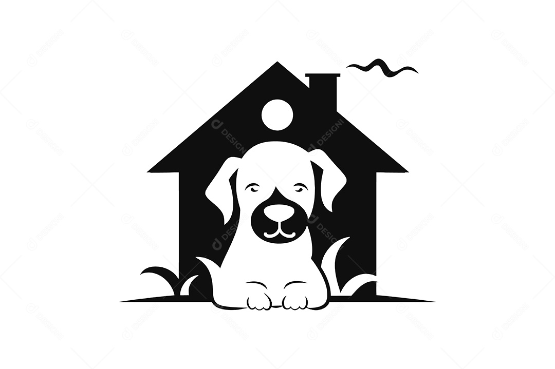 Modelo de Logo Casa de Cachorro Desenho Vetor EPS + AI Editável