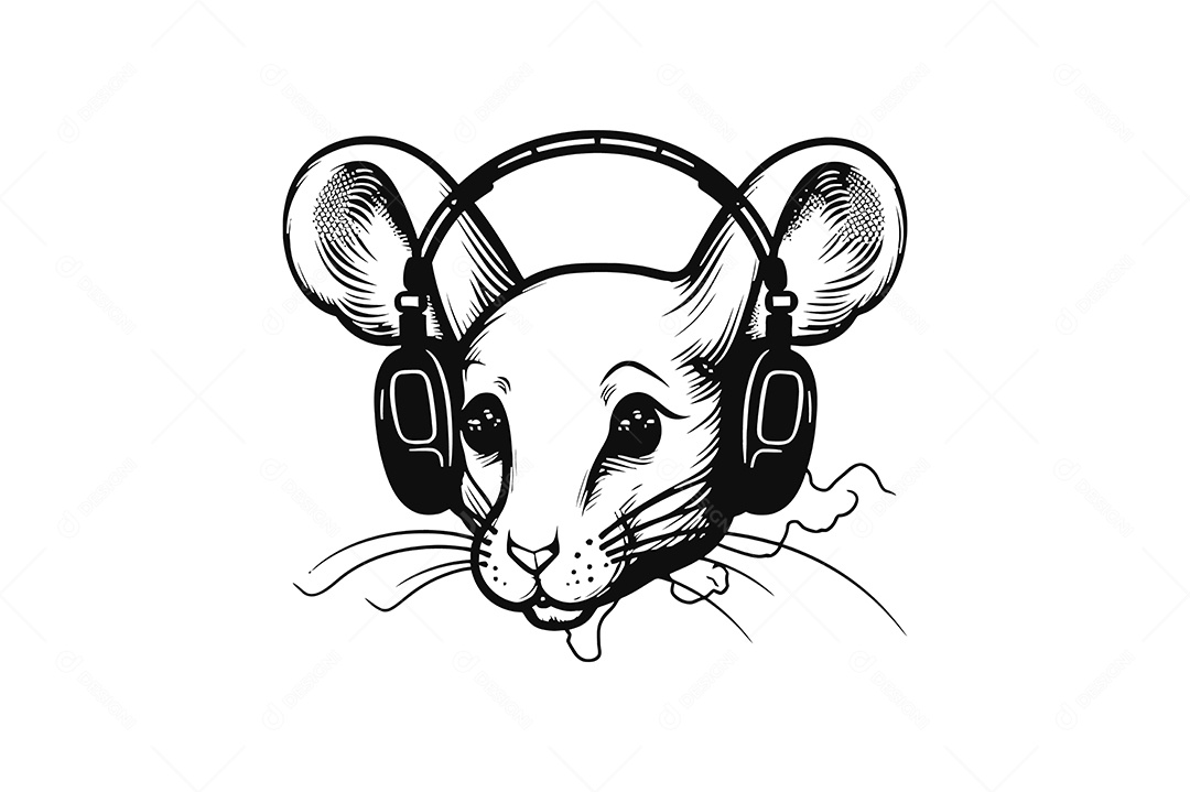 Modelo de Logo Rato Desenho Vetor EPS + AI Editável