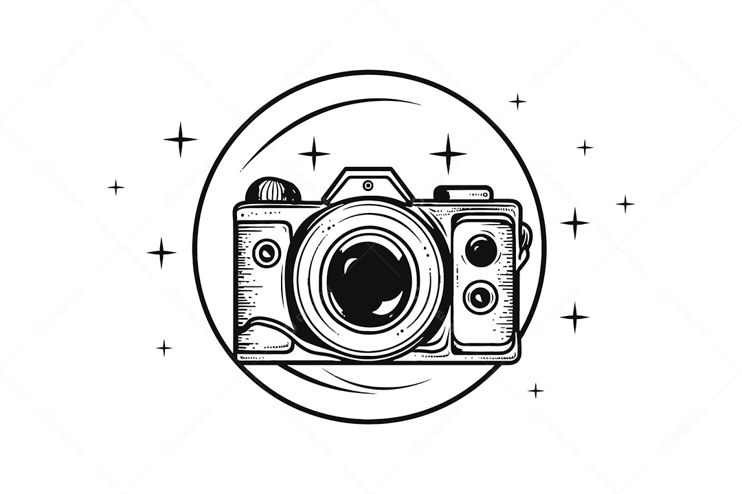 Modelo de Logo Câmera Desenho Vetor EPS + AI Editável