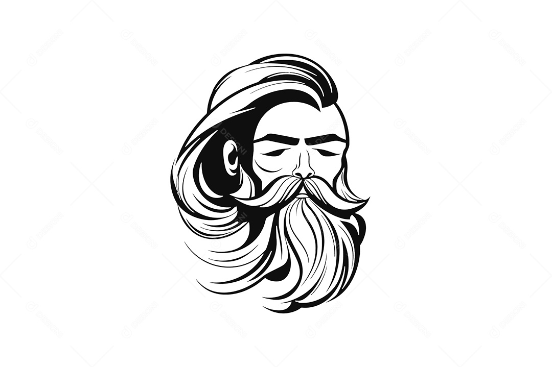 Modelo de Logo Homem de Barba Desenho Vetor EPS + AI Editável