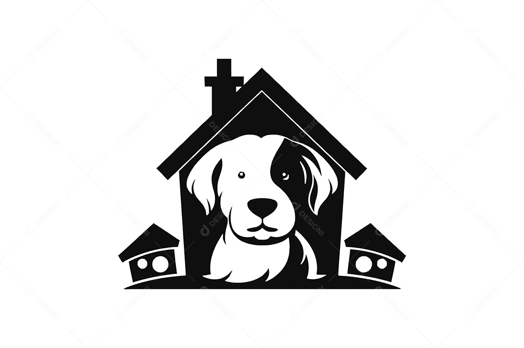 Modelo de Logo Casa de Cachorro Desenho Vetor EPS + AI Editável
