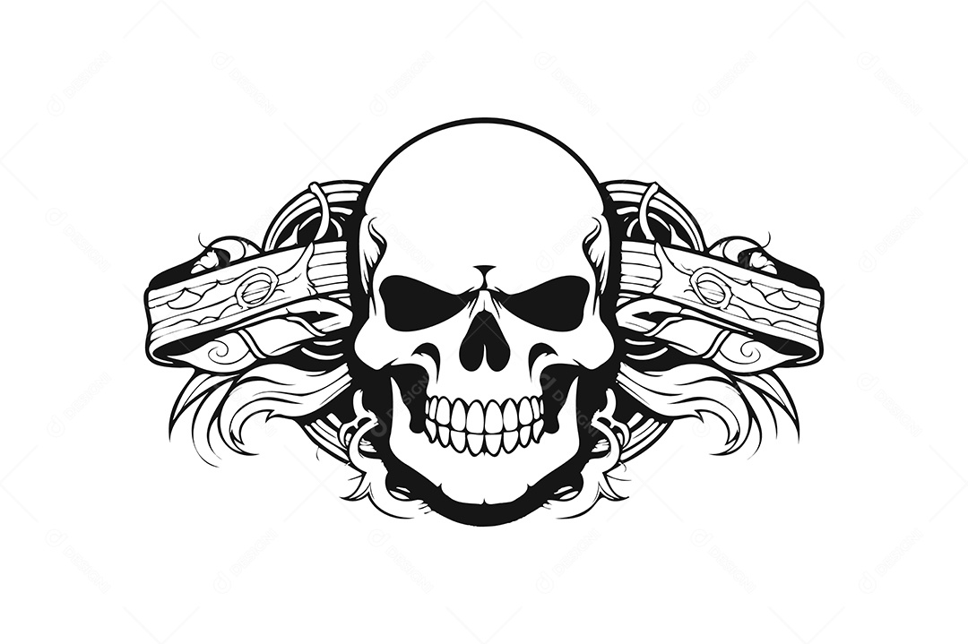Modelo de Logo Caveira Desenho Vetor EPS + AI Editável