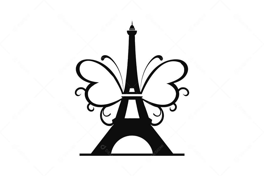 Modelo de Logo Torre Eiffel Desenho Vetor EPS + AI Editável