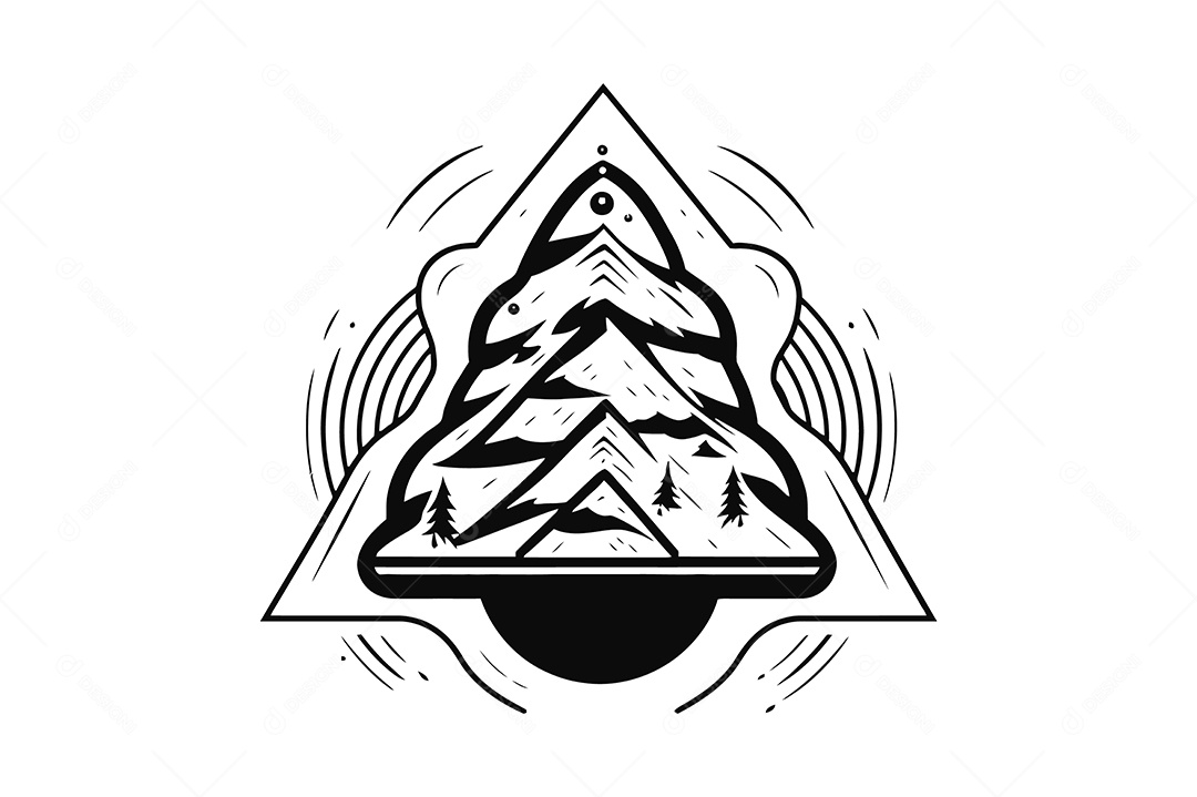 Modelo de Logo de Paisagem Montanhosa Desenho Vetor EPS + AI Editável