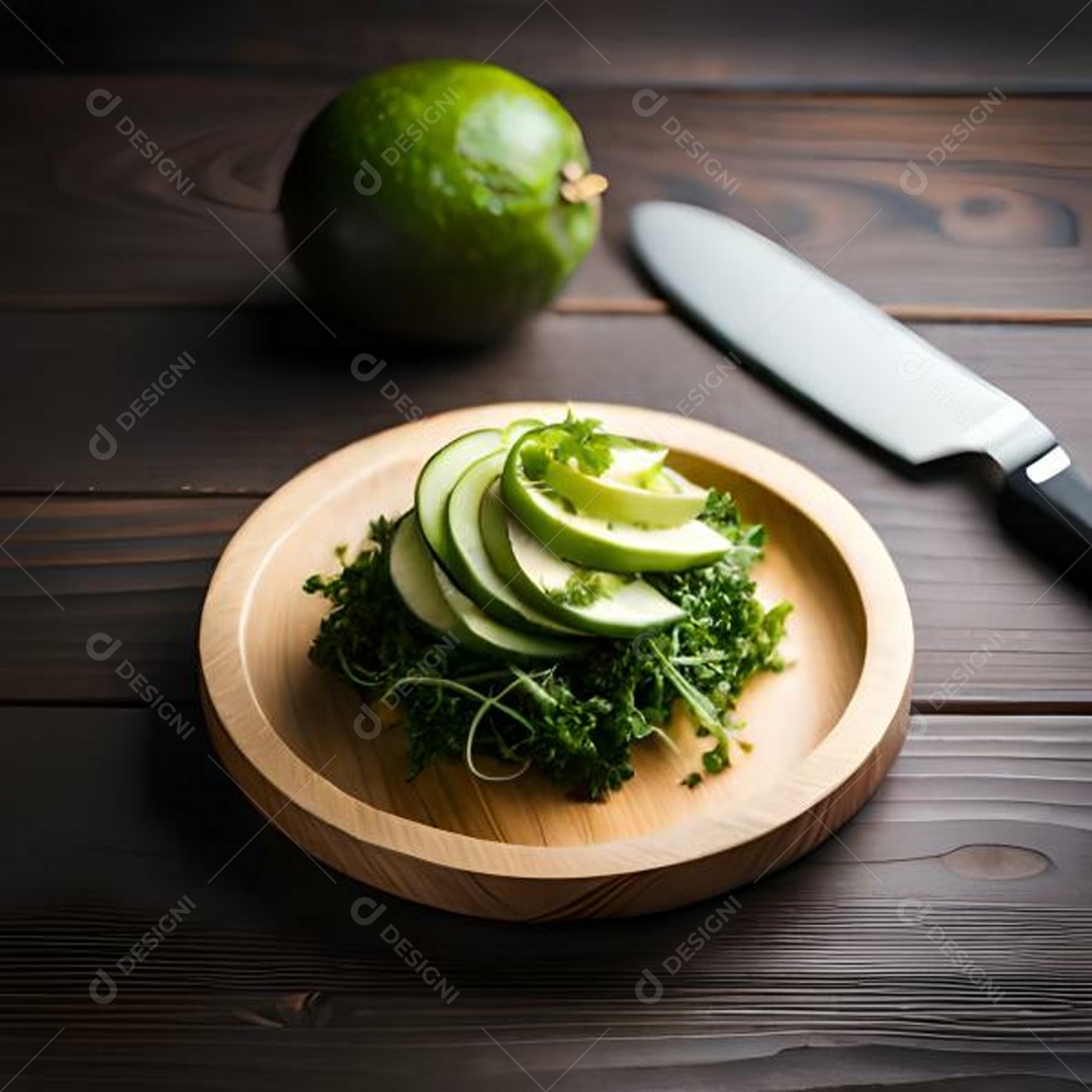 Prato rústico com hortaliças e abacate com limão