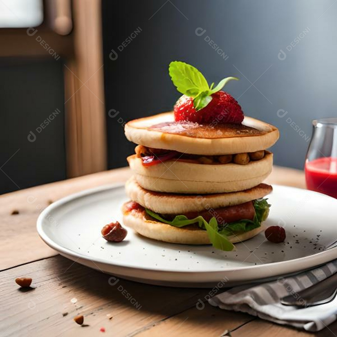 Panquecas doce com recheio de frutas deliciosas