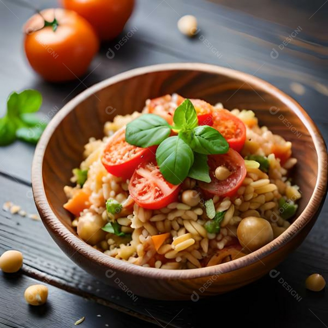 Arroz misturado com legumes