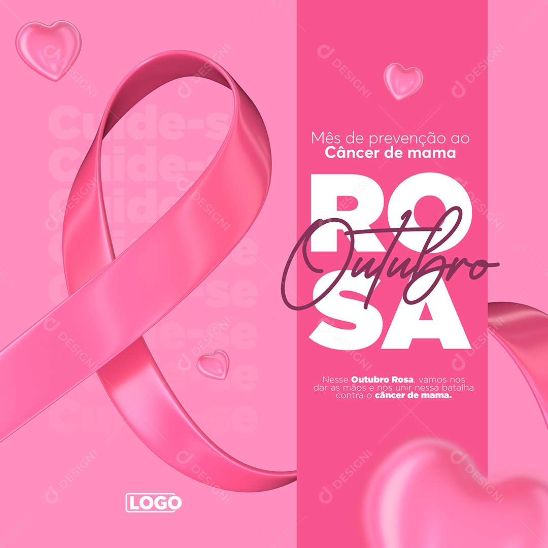 Outubro Rosa Vamos nos dar as Mãos e nos Unir essa Batalha Social Media PSD Editável