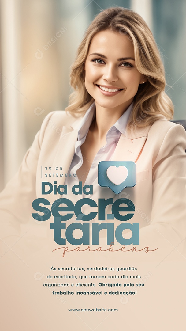 Social Media Story Dia Da Secretária 30 De Setembro PSD Editável