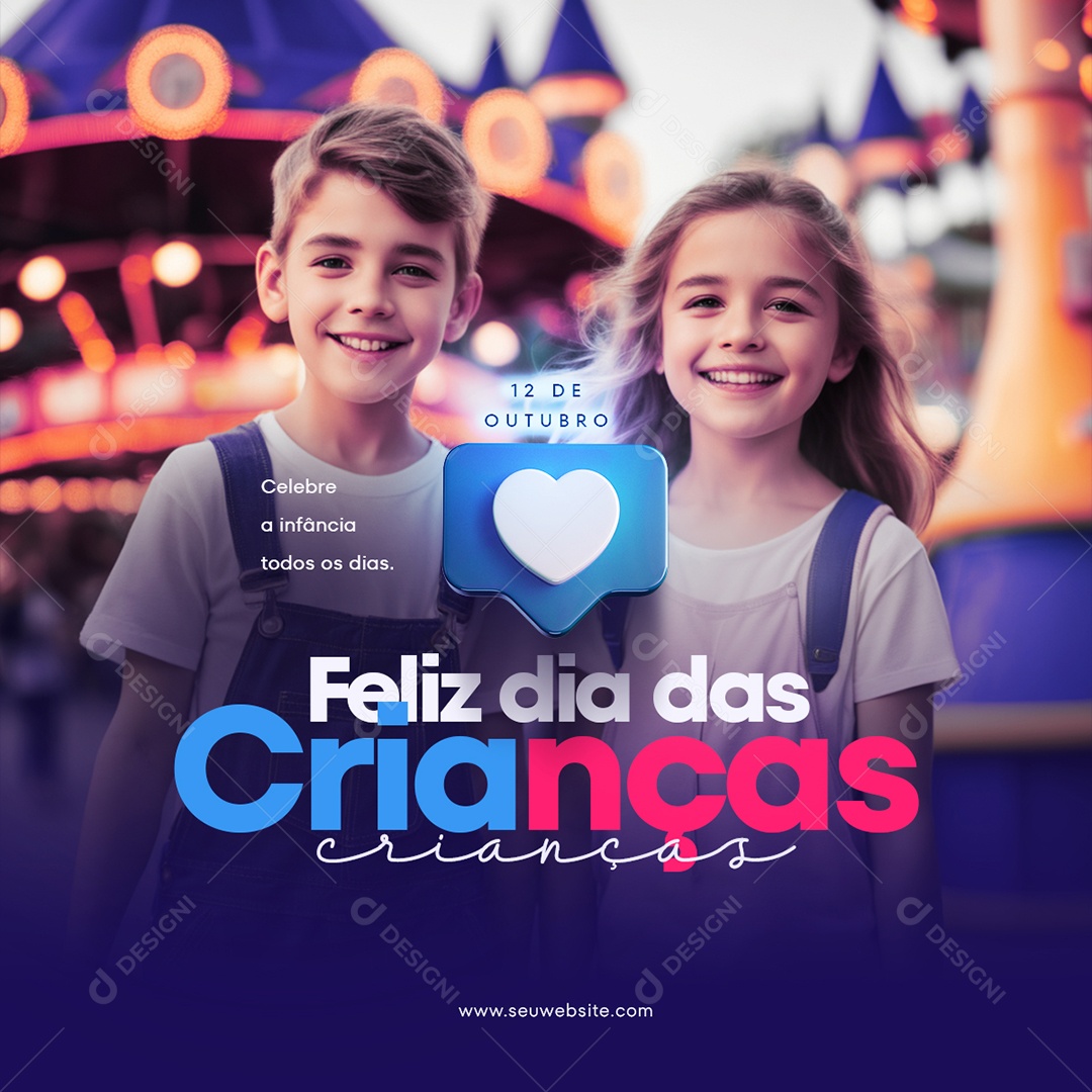 Social Media Feed 12 De Outubro Feliz Dia Das Crianças PSD Editável