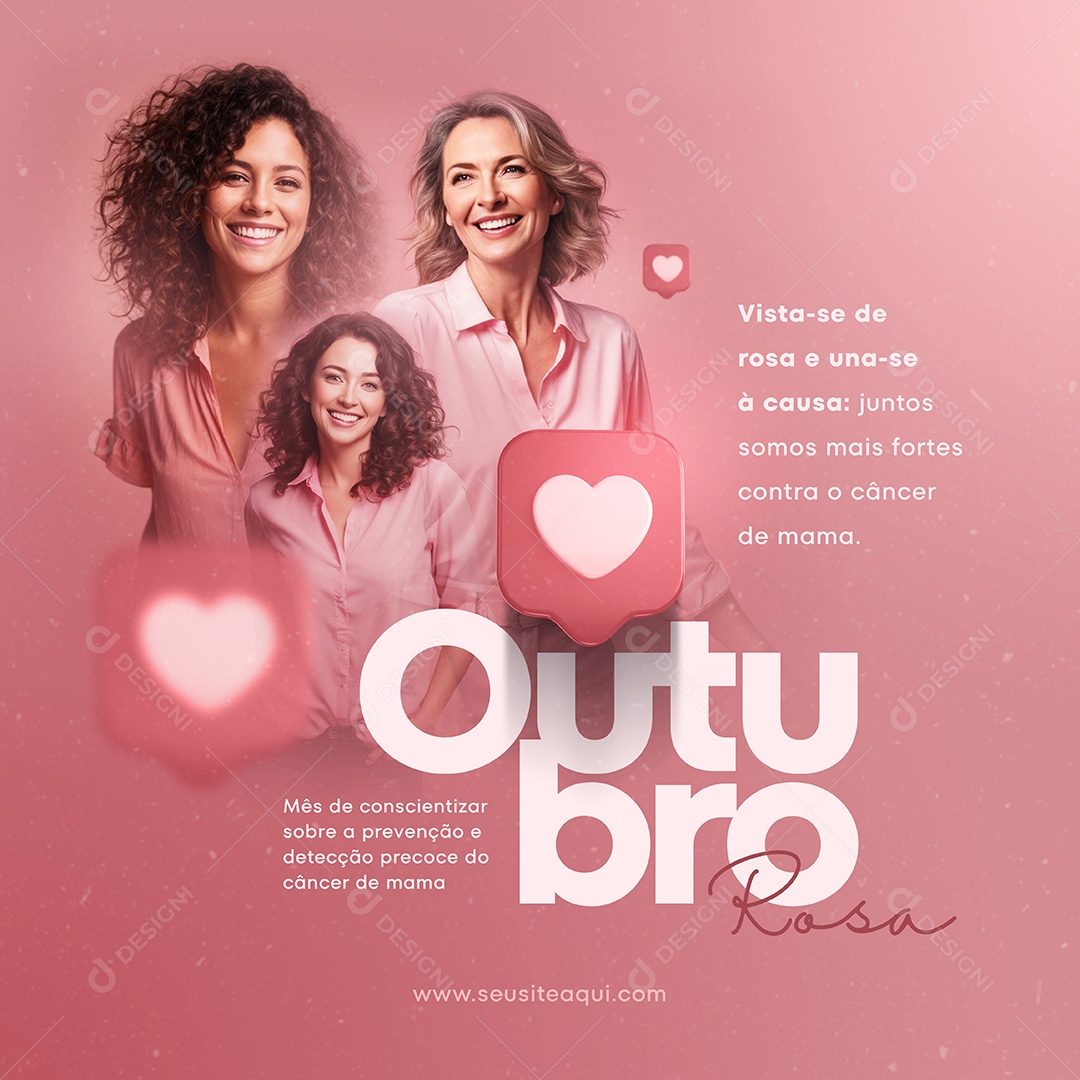 Social Media Feed Outubro Rosa Mês De Conscientização PSD Editável
