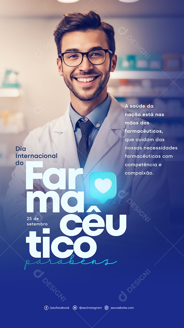Social Media Story a Saúde Da Nação Dia Internacional Do Farmacêutico PSD Editável