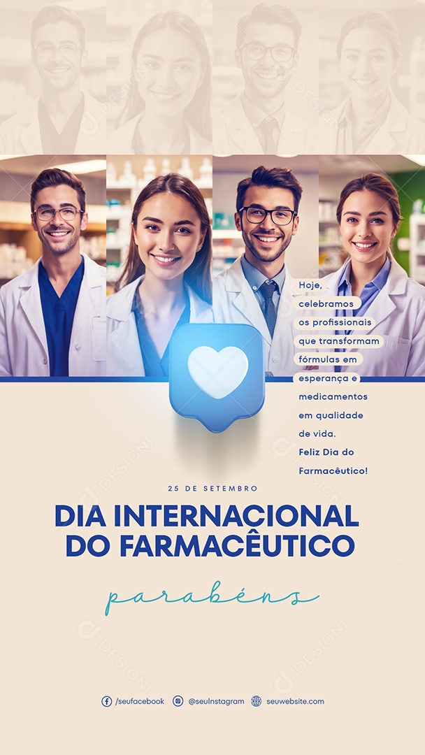 Social Media Story Parabéns Dia Internacional Do Farmacêutico PSD Editável