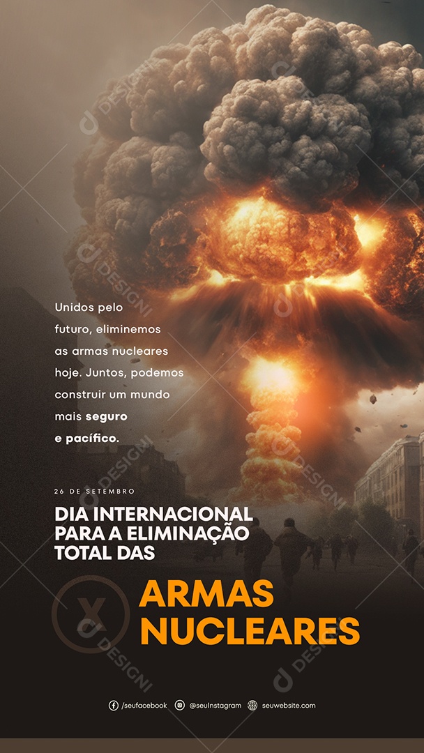 Story Seguro e Pacífico Dia Internacional Para a Eliminação Total Das Armas Nucleares Social Media PSD Editável