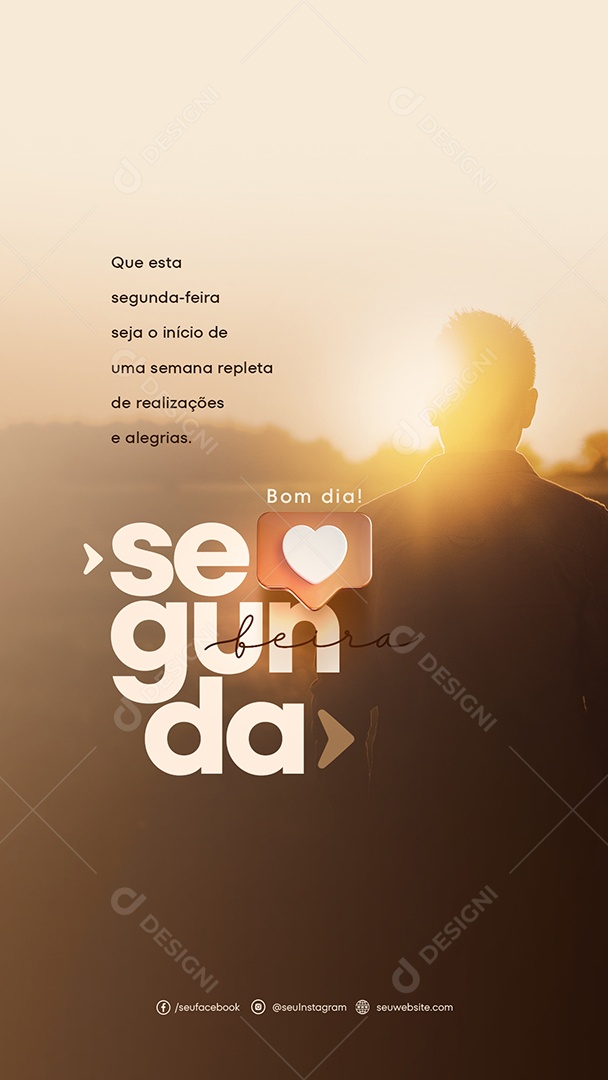 Social Media Story Semana Repleta De Alegrias Segunda Feira PSD Editável