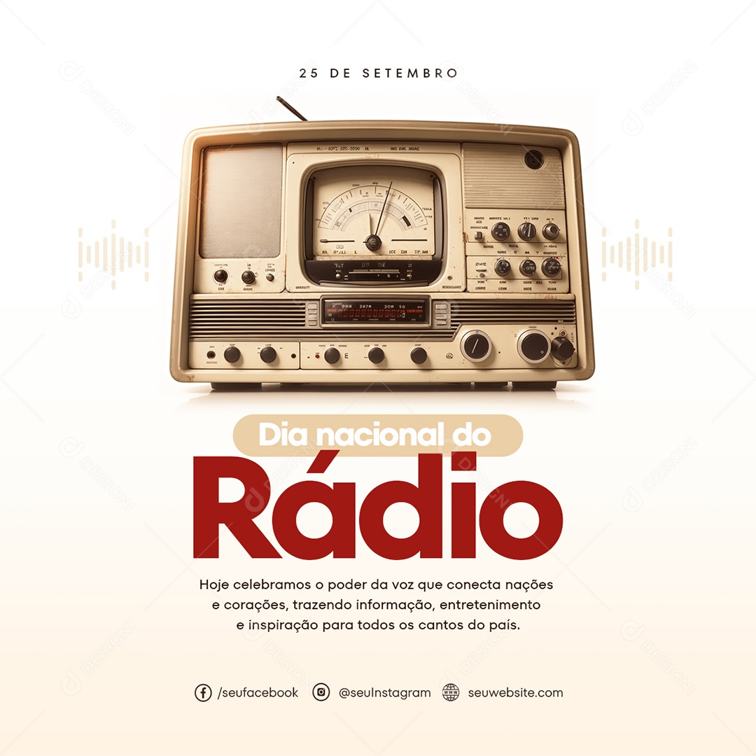 Feed 25 De Setembro Dia Nacional Do Rádio Social Media PSD Editável