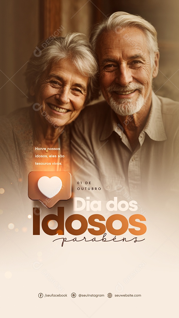 Social Media Story Eles São Tesouros Vivos Dia Dos Idosos PSD Editável
