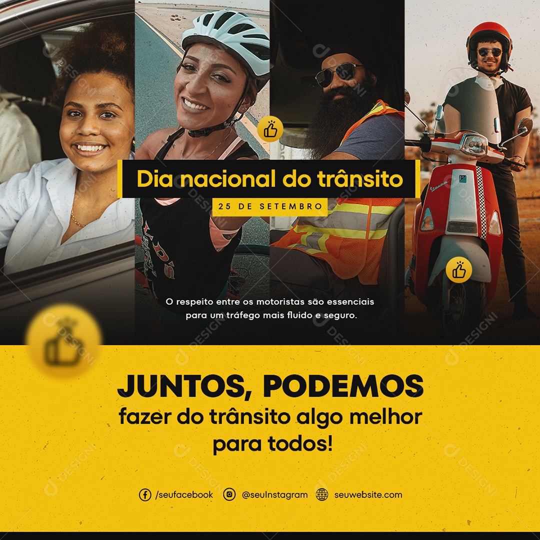 Feed Dia Nacional Do Trânsito Melhor Para Todos Social Media PSD Editável