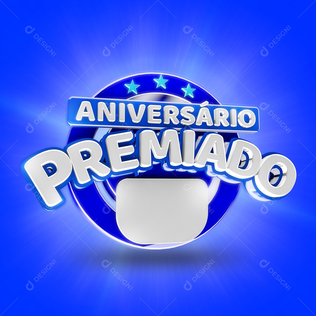 Selo 3D Aniversário Premiado Para Composição PSD