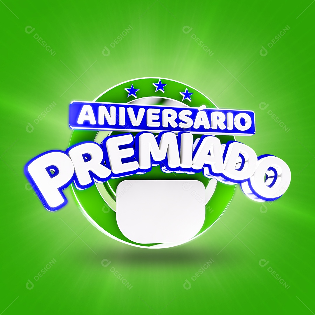 Selo 3D Aniversário Premiado Para Composição PSD