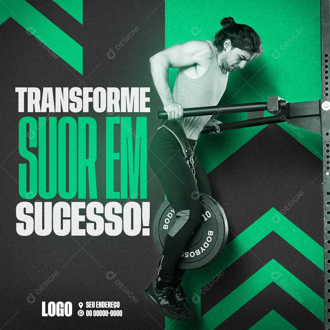 Academia Trasforme Suor em Sucesso Social Media PSD Editável