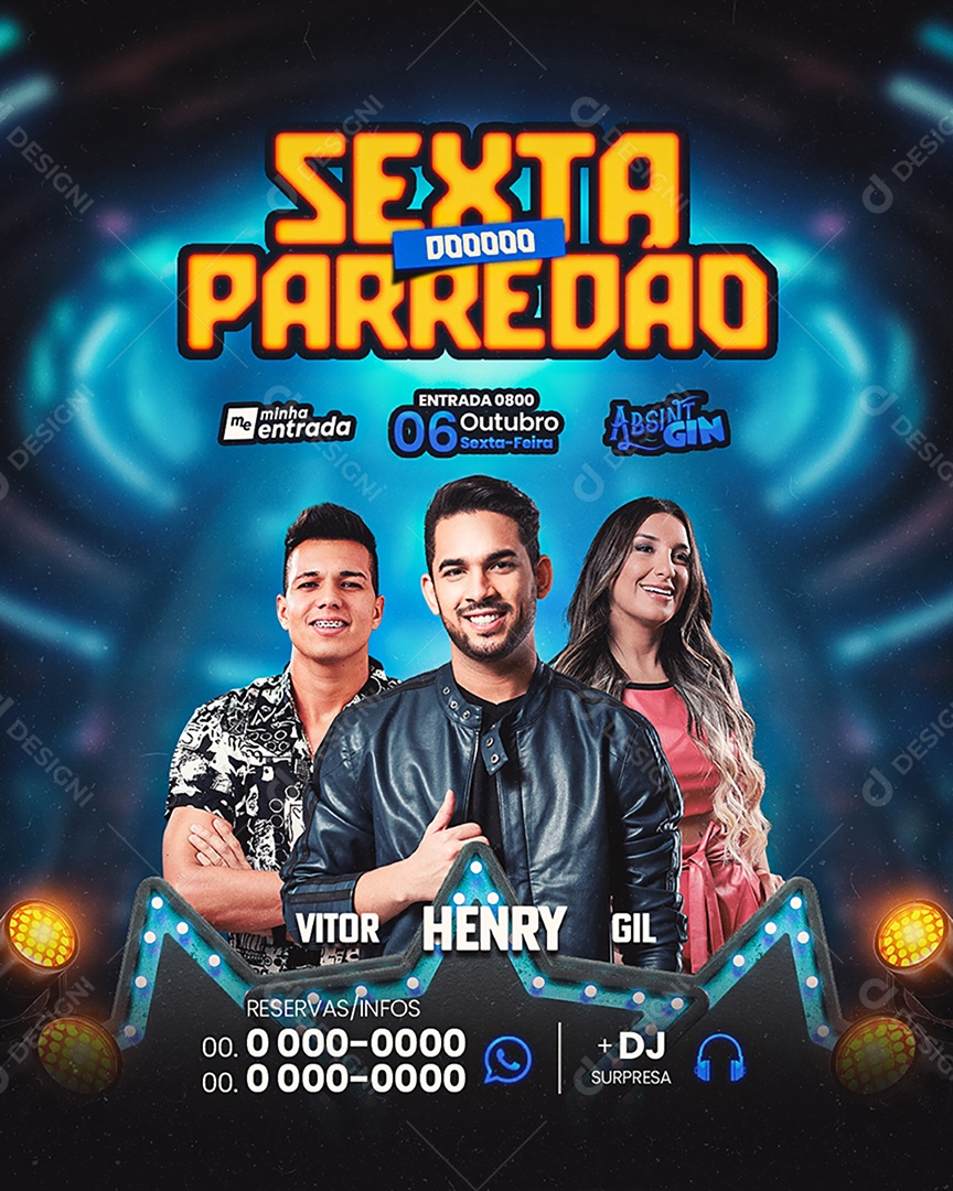 Flyer Sexta Do Paredão Vitor Henry Gil Social Media PSD Editável