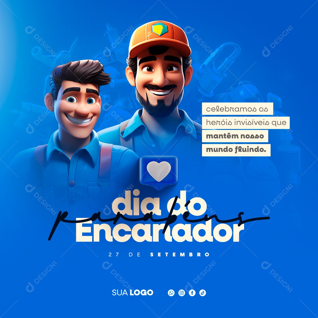 Dia do Encanador Parabéns Celebramos os Heróis Invisíveis que Mantêm nosso Mundo Fluindo Social Media PSD Editável
