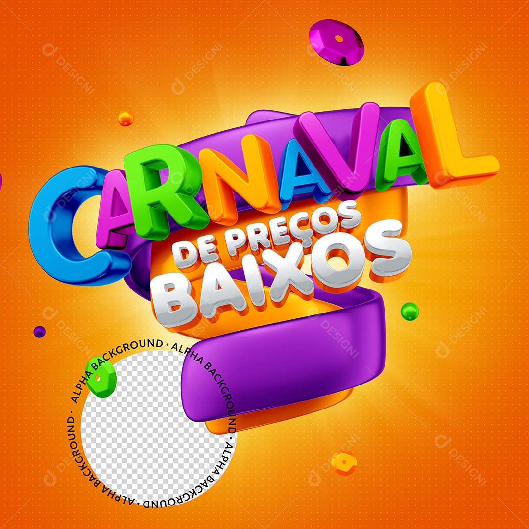 Selo 3D Carnaval De Preços Baixos Para Composição PSD