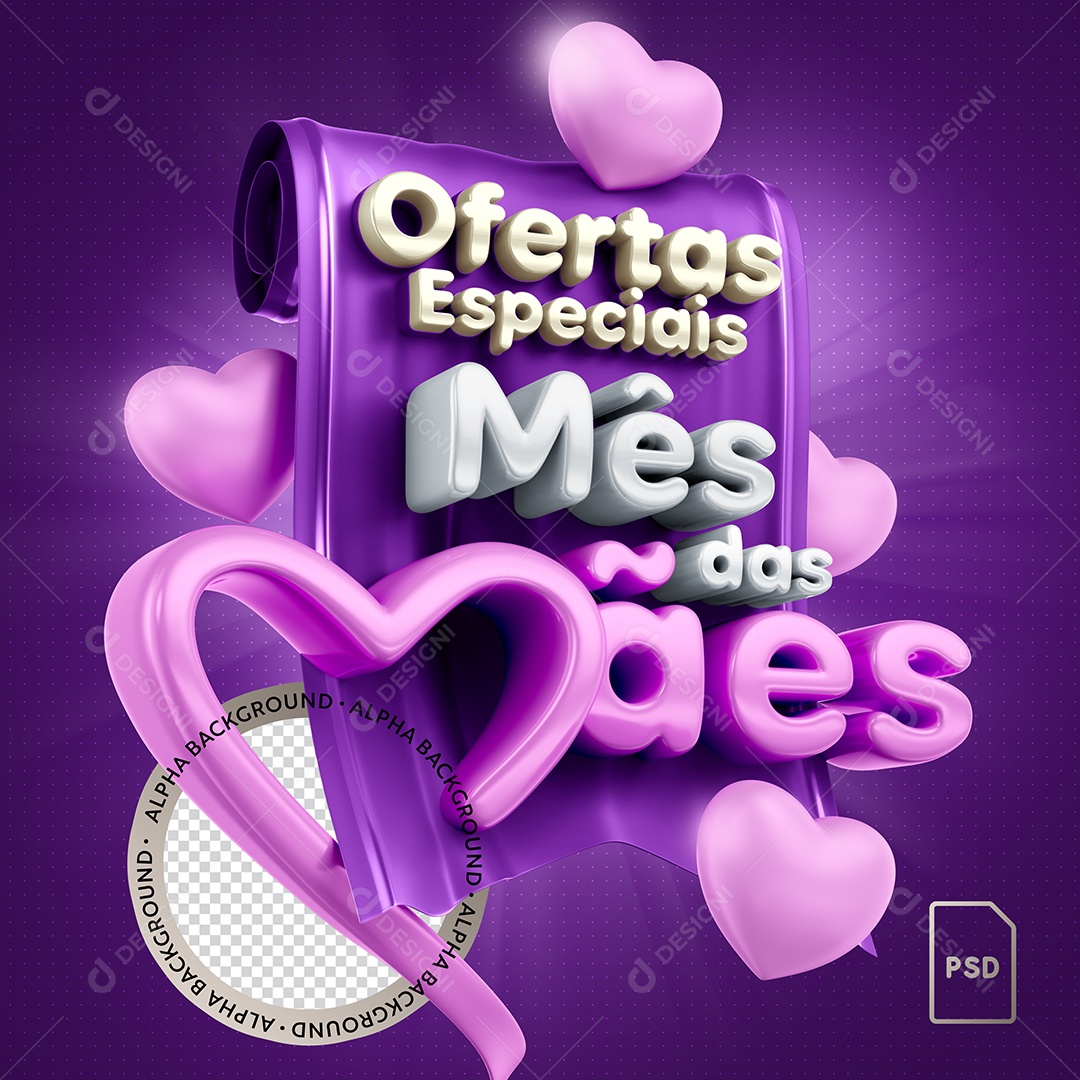 Ofertas Especiais Mês Das Mães Selo 3D Para Composição PSD