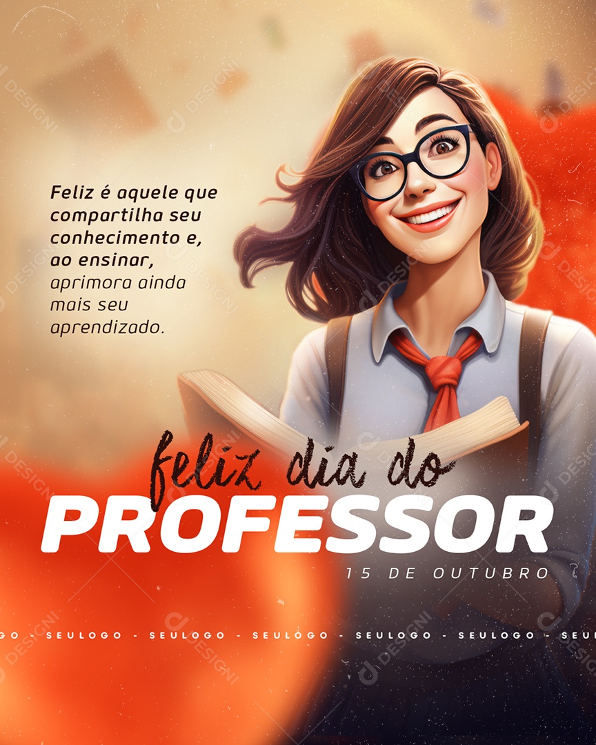 Feliz Dia Do Professor 15 De Outubro Conhecimento Social Media PSD Editável