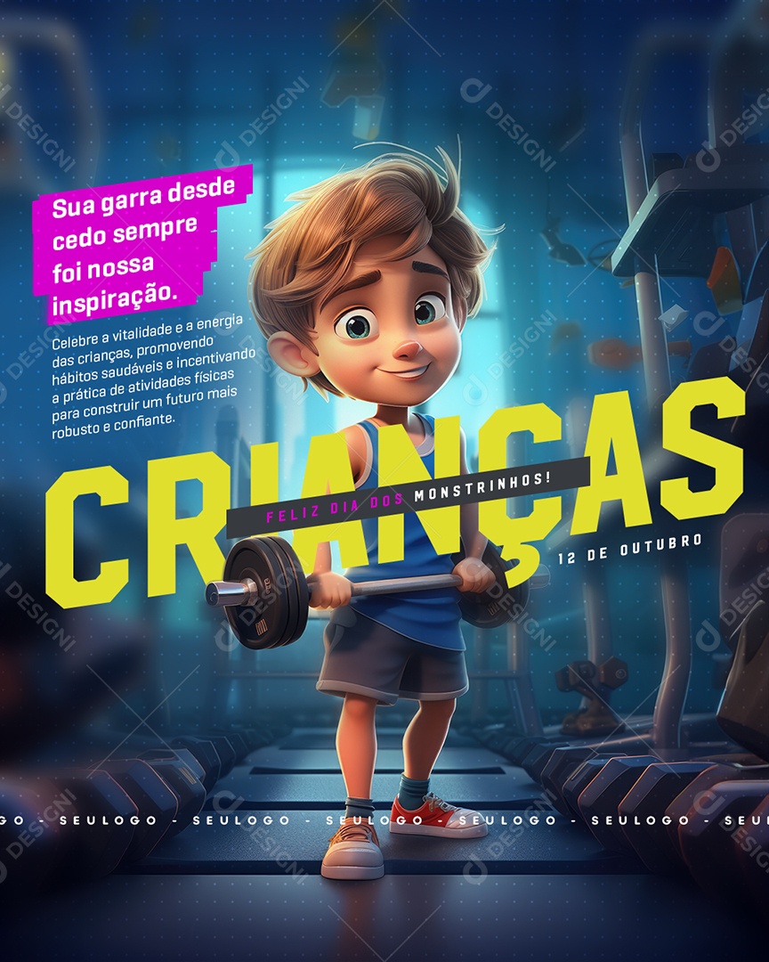 Social Media Sua Garra Desde Sempre Feliz Dia Das Crianças PSD Editável