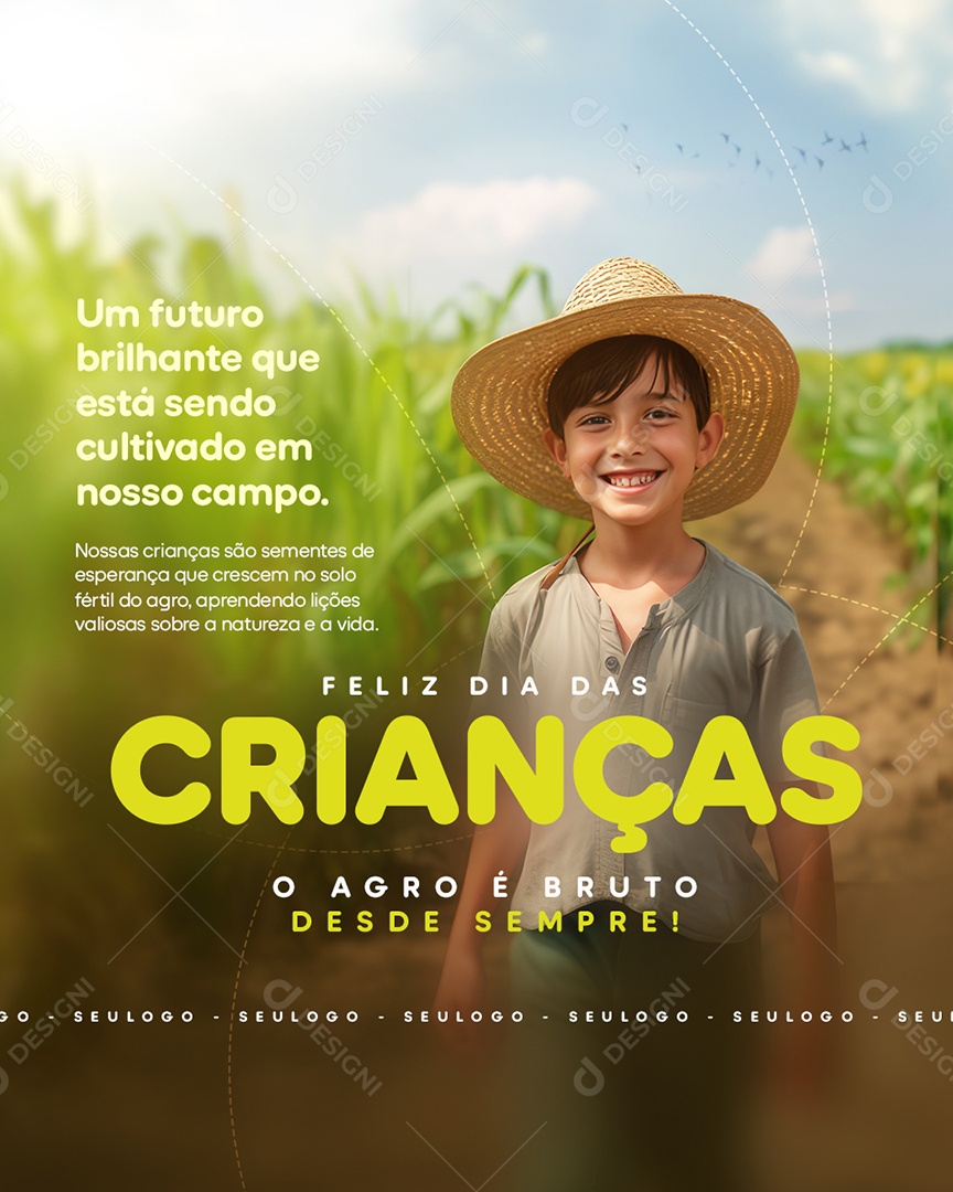 Feliz Dia Das Crianças o Agro é Bruto Social Media PSD Editável