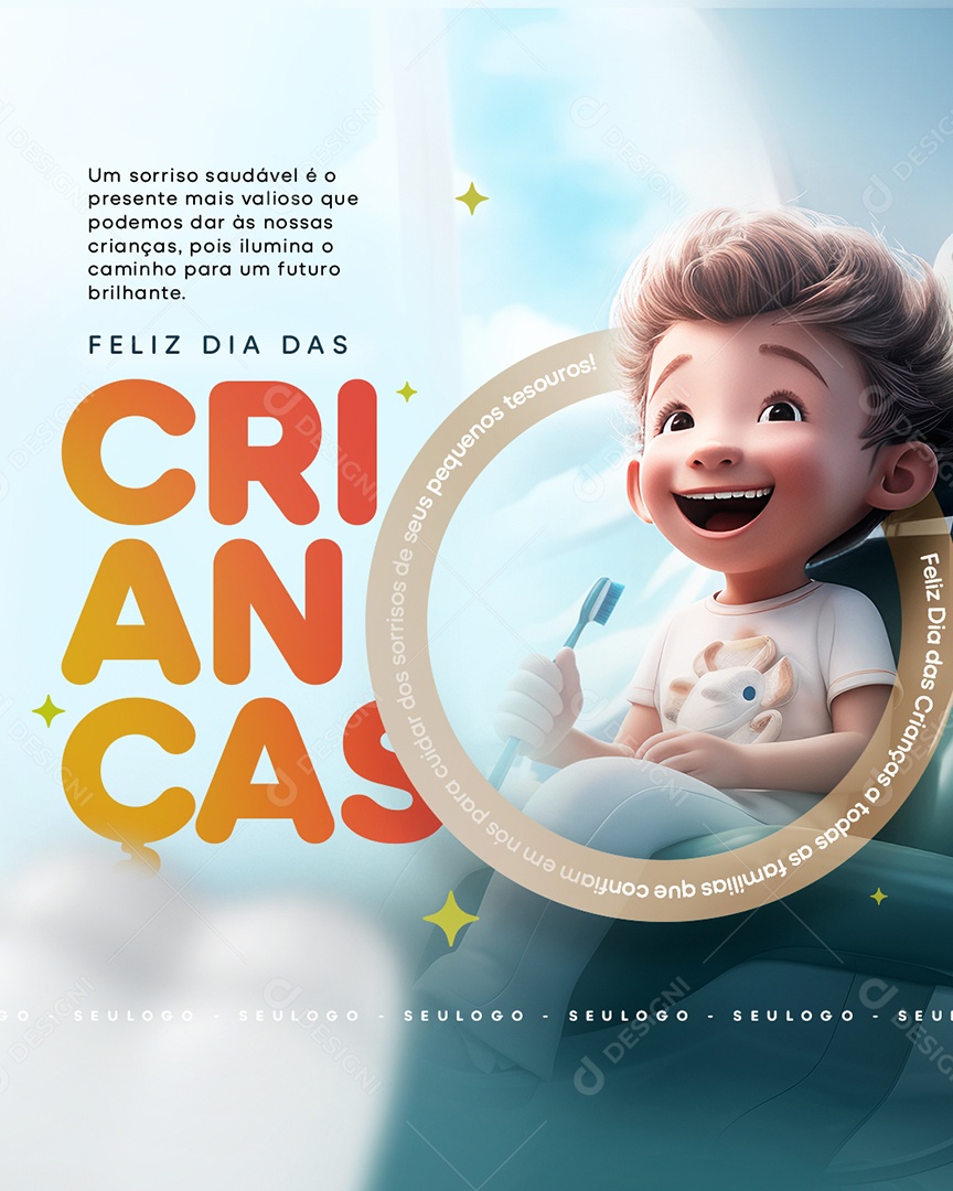 Social Media Feliz Dia Das Crianças Futuro Brilhante PSD Editável