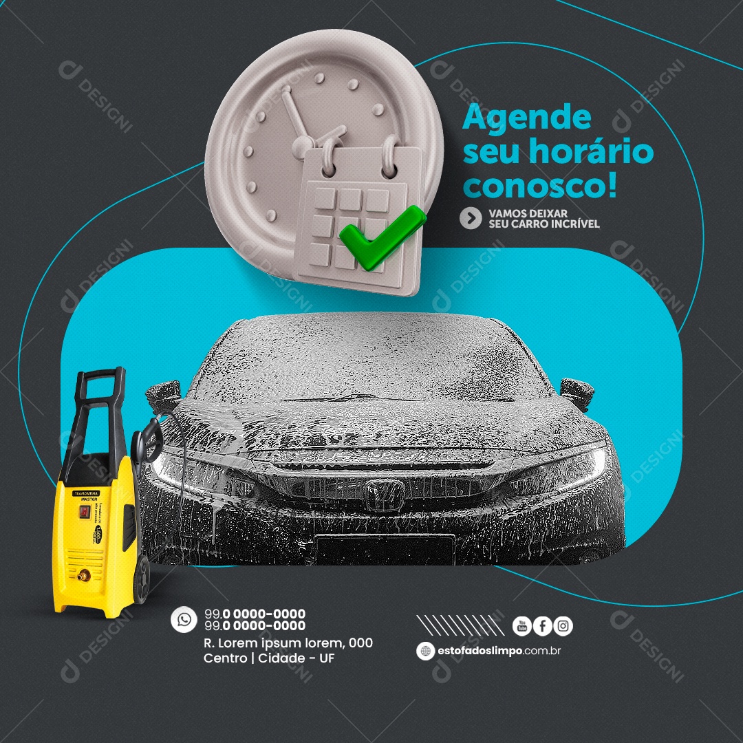 Lava Jato Agende seu Horário Conosco Social Media PSD Editável