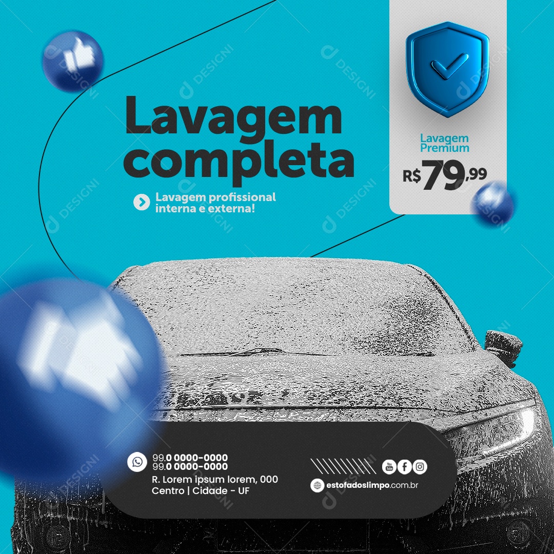 Lava Jato Lavagem Completa Lavagem Premium Social Media PSD Editável