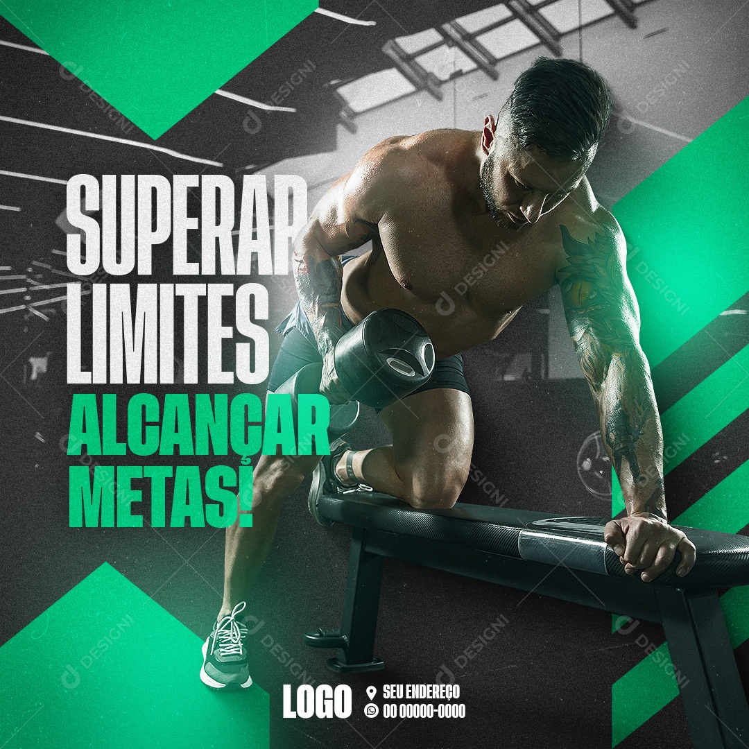 Academia Superar Limtes Alcançar Metas Social Media PSD Editável