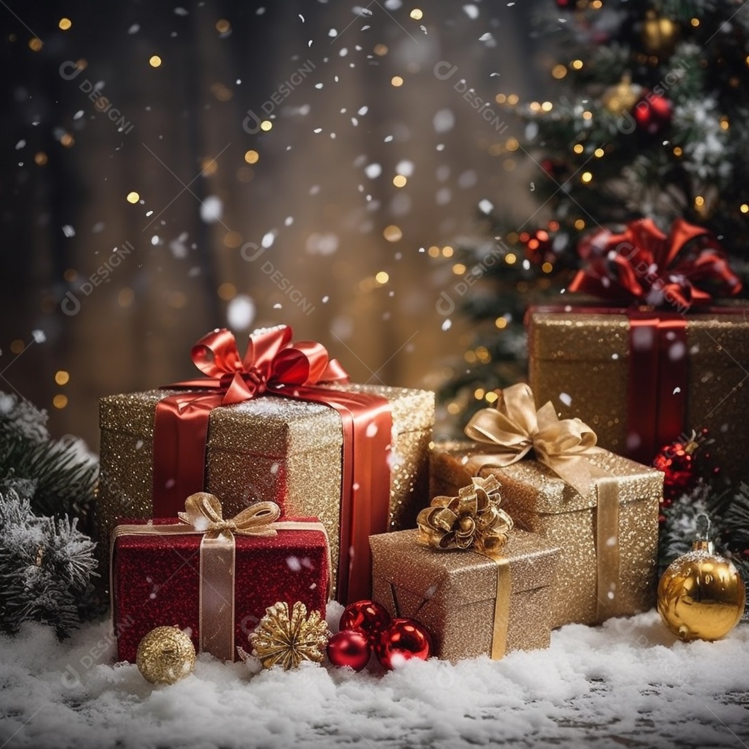 Presentes e árvore de natal decoração natalina